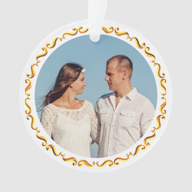 Custom Photo with Golden Frame Ornament (Front)