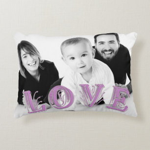 Custom Photo with LOVE Typography Overlay Decorative Cushion