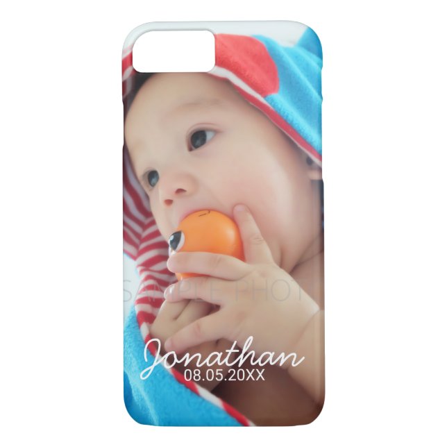 Custom Photo with Name and Date Case-Mate iPhone Case (Back)