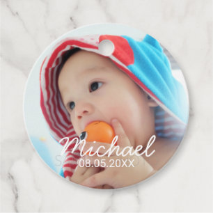 Custom Photo with Name and Date Favour Tags