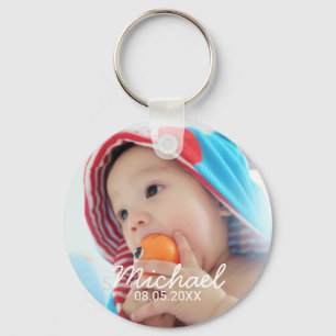 Custom Photo with Name and Date Key Ring