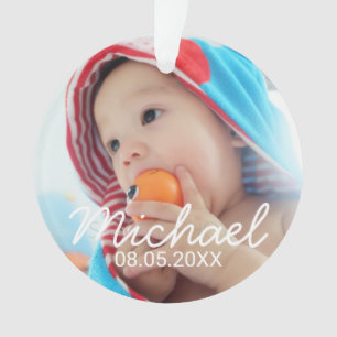 Custom Photo with Name and Date Ornament