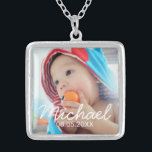 Custom Photo with Name and Date Silver Plated Necklace<br><div class="desc">Create your own personalised photo gift by add your own photo, from your beloved family photo to your adorable pet photo, to make your design unique. Decorate with custom name and date. Perfect as baby announcement gift, birthday gift and gift for any special occasions. Please Note: Photos shown on product...</div>