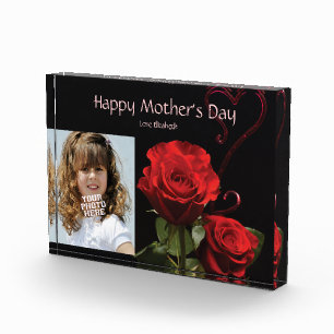 Custom Photo with Rose, Mothers Day Acrylic Gift Block