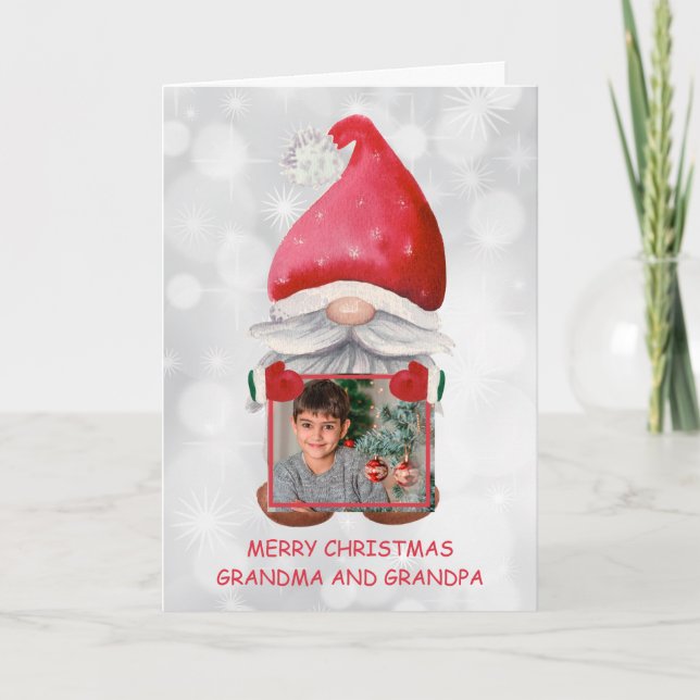 Custom Photo With Watercolor Gnome  Card (Front)