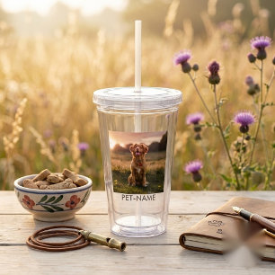 Custom Photo With Your Pet Dog Name Picture On Acrylic Tumbler