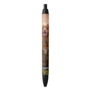 Custom Photo With Your Pet Dog Name Picture On Black Ink Pen
