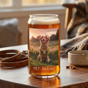 Custom Photo With Your Pet Dog Name Picture On Can Glass