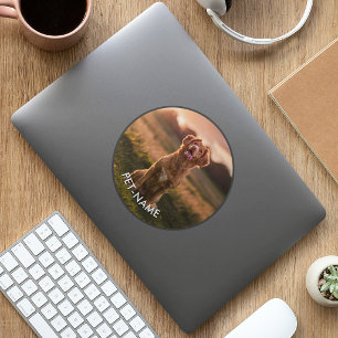 Custom Photo With Your Pet Dog Name Picture On Classic Round Sticker