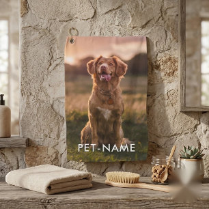 Custom Photo With Your Pet Dog Name Picture On Golf Towel