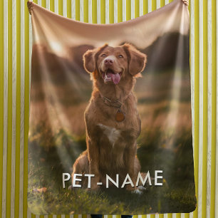 Custom Photo With Your Pet Dog Name Picture On Sherpa Blanket