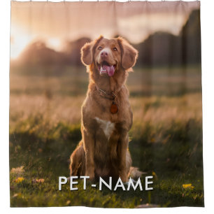 Custom Photo With Your Pet Dog Name Picture On Shower Curtain