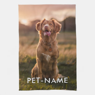 Custom Photo With Your Pet Dog Name Picture On Tea Towel