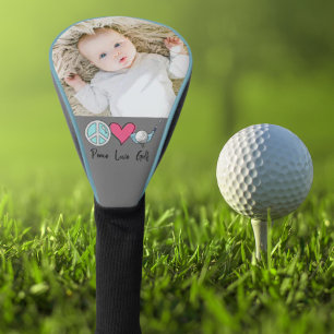 Custom Photo Woman Grandma Mum Peace Love Golf  Golf Head Cover