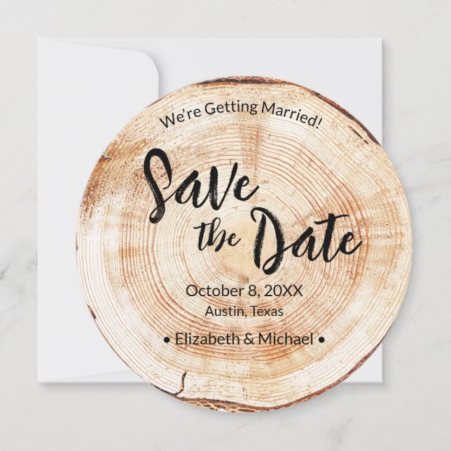 Custom photo Wood Grain Rustic Wedding Invitation (Front)