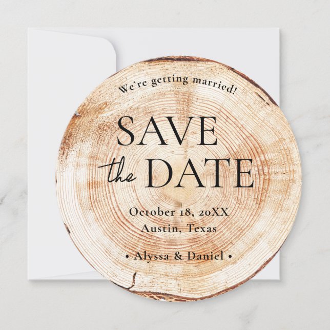 Custom Photo Wood Slice Rustic Wedding  Invitation (Front)