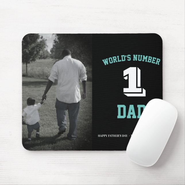 Custom Photo World’s Number One Dad Father’s Day Mouse Mat (With Mouse)