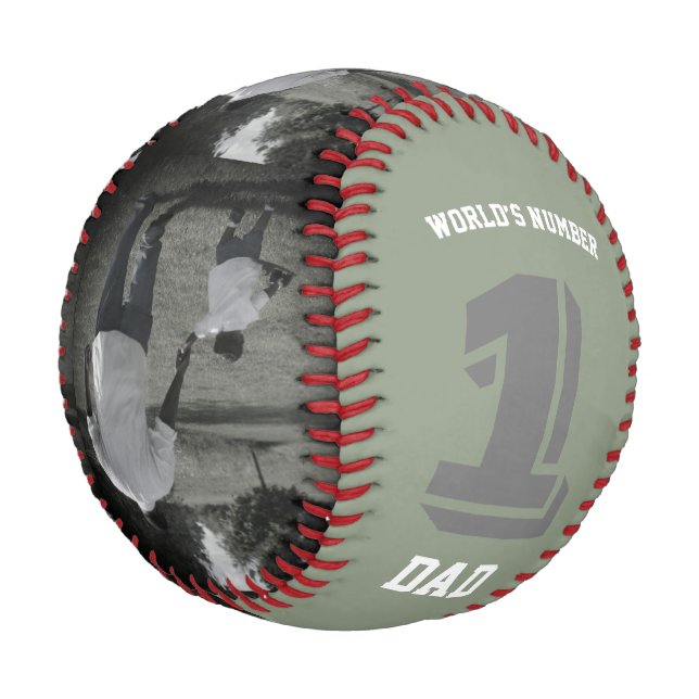 Custom Photo World’s Number One Dad Grandpa Baseball (Angled)