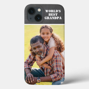 Custom Photo World's Best Grandpa Modern Grey iPhone 13 Case