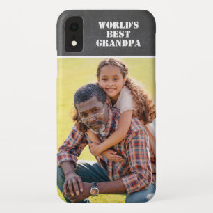 Custom Photo World's Best Grandpa Modern Grey iPhone XR Case