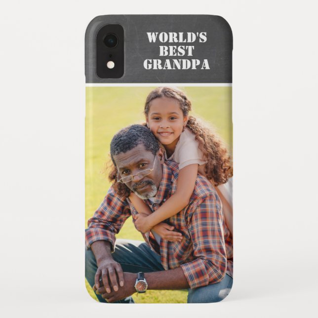 Custom Photo World's Best Grandpa Modern Grey Case-Mate iPhone Case (Back)