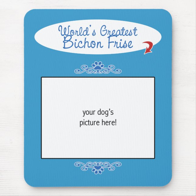 Custom Photo! Worlds Greatest Bichon Frise Mouse Mat (Front)