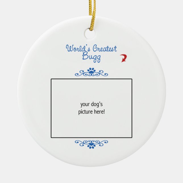 Custom Photo! Worlds Greatest Bugg Ceramic Tree Decoration (Front)