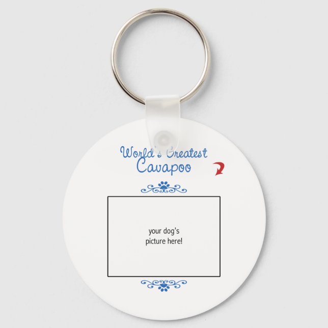 Custom Photo! Worlds Greatest Cavapoo Key Ring (Front)
