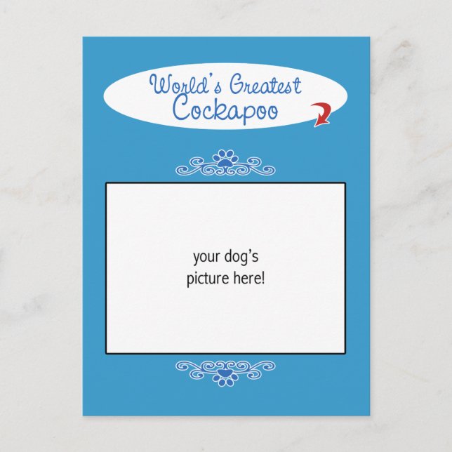 Custom Photo! Worlds Greatest Cockapoo Postcard (Front)