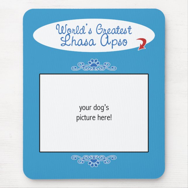 Custom Photo! Worlds Greatest Lhasa Apso Mouse Mat (Front)