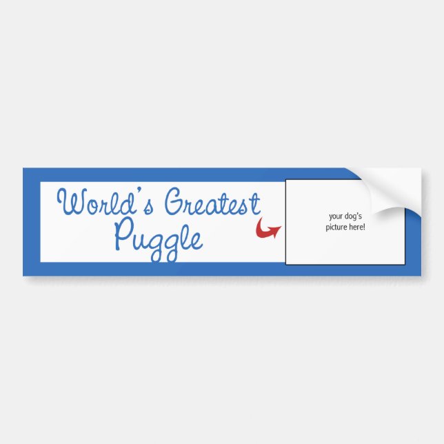 Custom Photo! Worlds Greatest Puggle Bumper Sticker (Front)