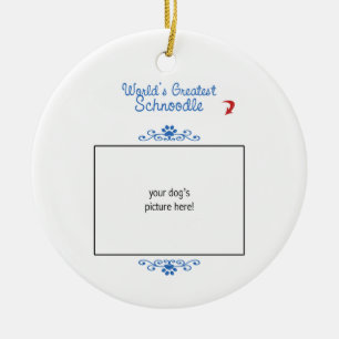 Custom Photo! Worlds Greatest Schnoodle Ceramic Tree Decoration