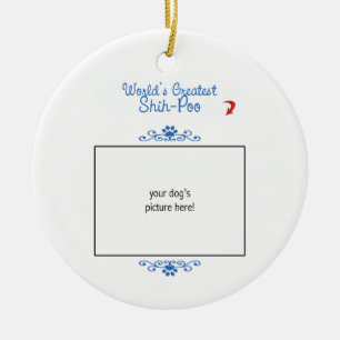 Custom Photo! Worlds Greatest Shih-Poo Ceramic Tree Decoration