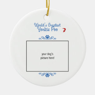 Custom Photo! Worlds Greatest Yorkie Poo Ceramic Tree Decoration