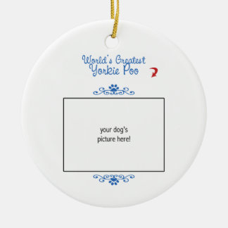 Custom Photo! Worlds Greatest Yorkie Poo Ceramic Tree Decoration