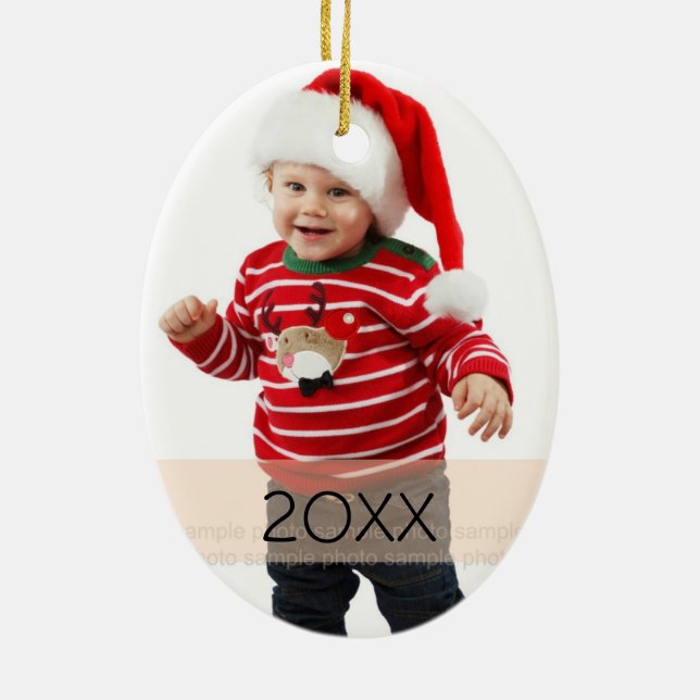 Custom Photo Year Ornament Template (Back)