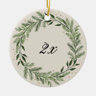 Custom Photo Year Pine Wreath Christmas gift Ceramic Tree Decoration