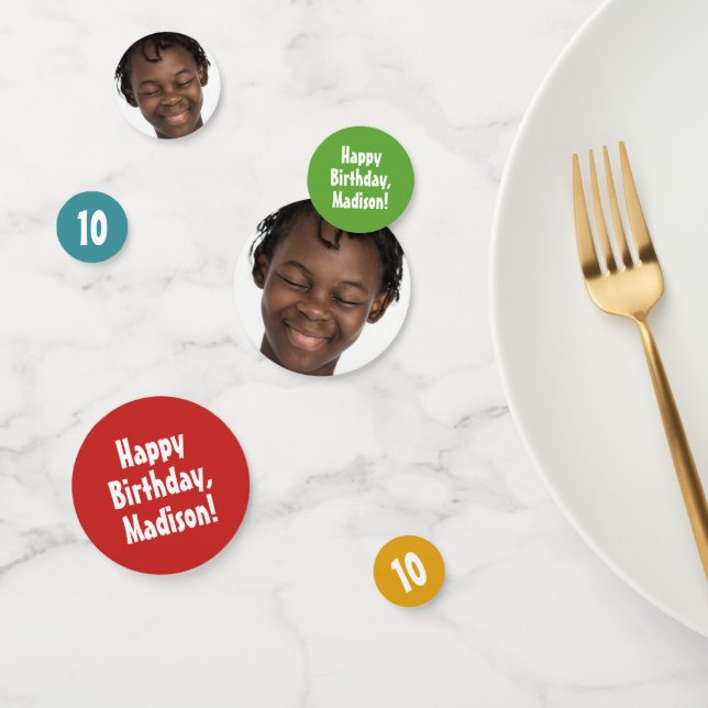 Custom Photo, Year & Text party confetti (Group)