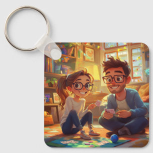 Custom Photo & Year Wedding Anniversary Couples Key Ring