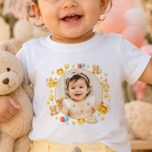 Custom Photo Yellow Theme Birthday T-Shirt