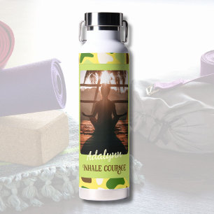Custom Photo Yoga Lover Teacher Mum Women Gift Water Bottle