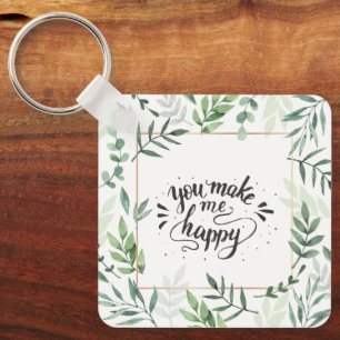 Custom Photo "You Make Me Happy"  Key Ring