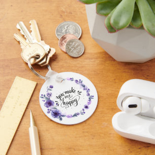 Custom Photo "You Make Me Happy"  Keychain