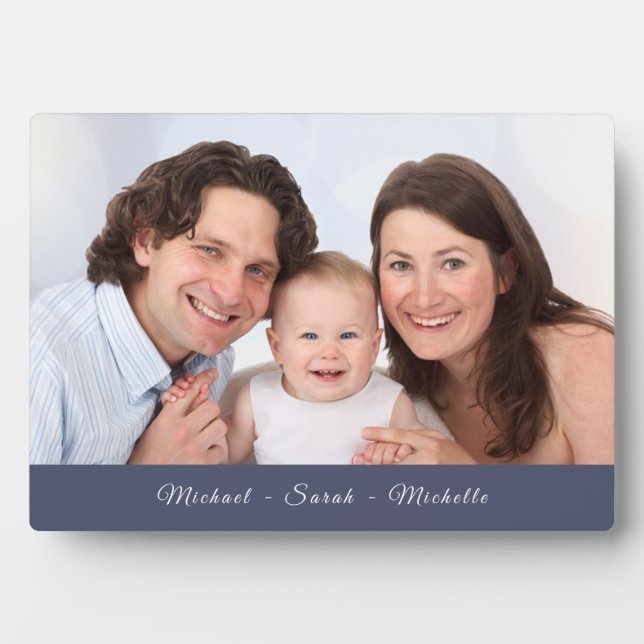 Custom Photo Your Name Blue Plaque (Front)