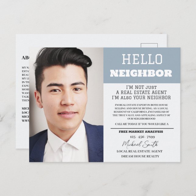 Custom Photo Your Neighbourhood Realtor Real Estat Postcard (Front/Back)