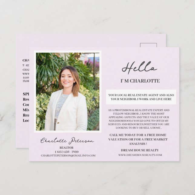 Custom Photo Your Neighbourhood Unique Real Estate Postcard (Front/Back)