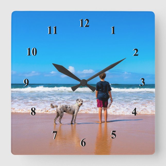Custom Photo - Your Own Design - I Love My Pet  Square Wall Clock (Front)