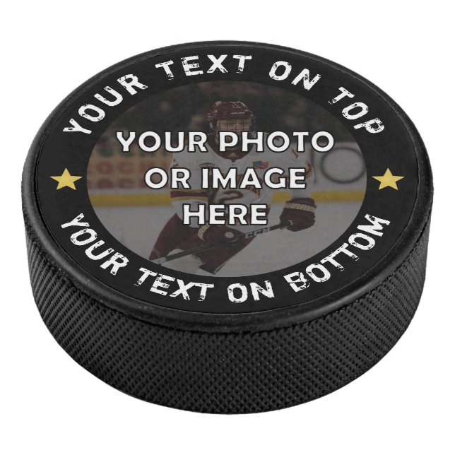 Custom Photo Your Text and Colour Personalised Hockey Puck (3/4)