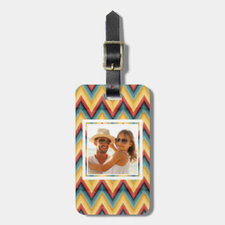 Custom Photo Zig Zag Striped Background 2 Luggage Tag