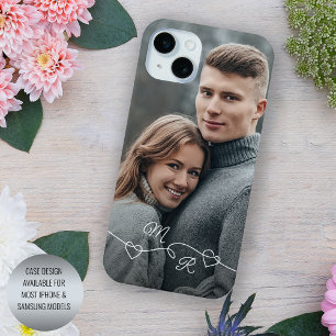 Custom Photograph And Intertwined Love Hearts iPhone 15 Plus Case